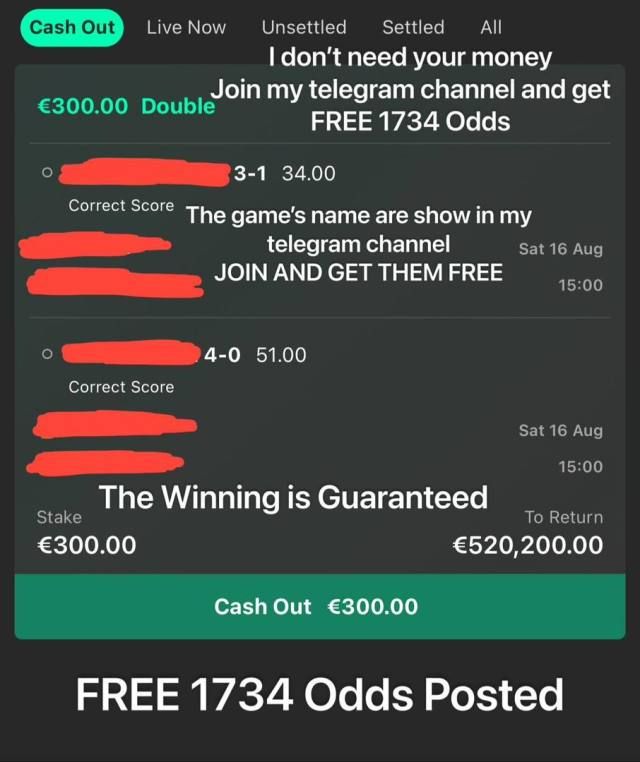 I don’t need your money. Join my Telegram channel and get FREE 1734 odds—no payment required Whathapp group : +1 (512) 413‑04 - Image 3